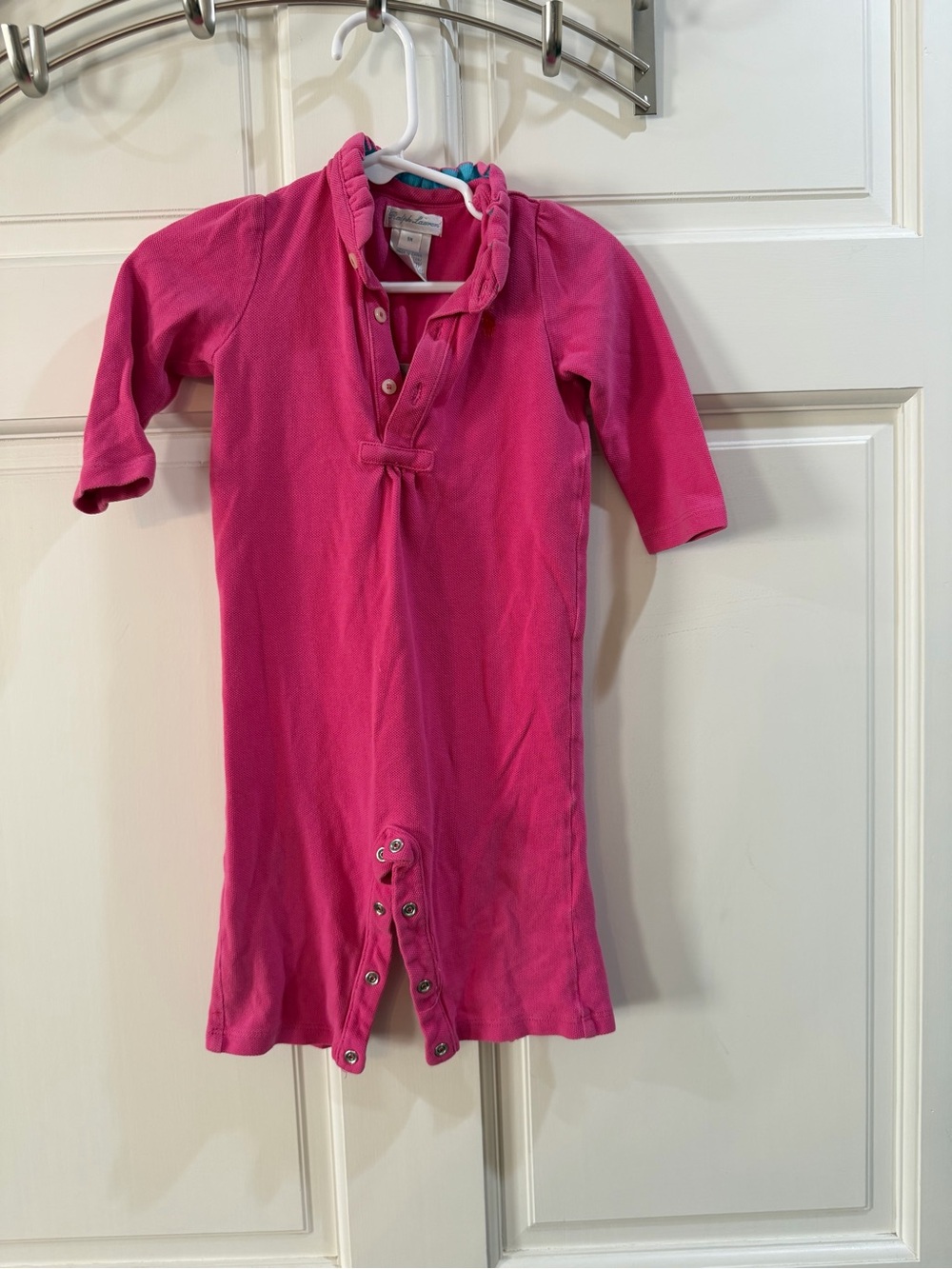 Ralph Lauren Bright Pink Polo Romper Size 9m